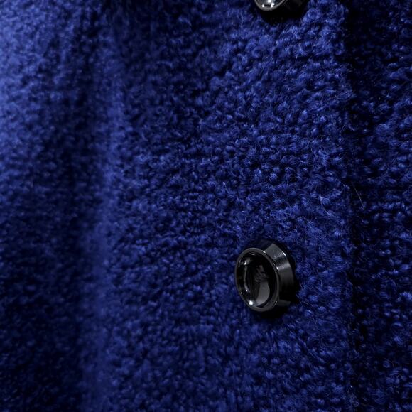 VINTAGE 60s Wool Coat Womens Large Royal Blue Boucle Mod Squad Twee‎ Jackie O - Picture 6 of 10